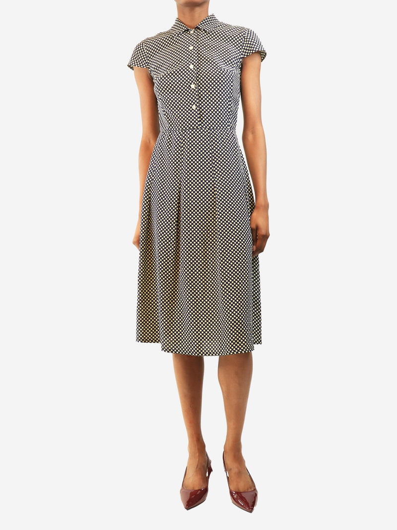Navy polka dot midi dress - size UK 4 Dresses Prada 