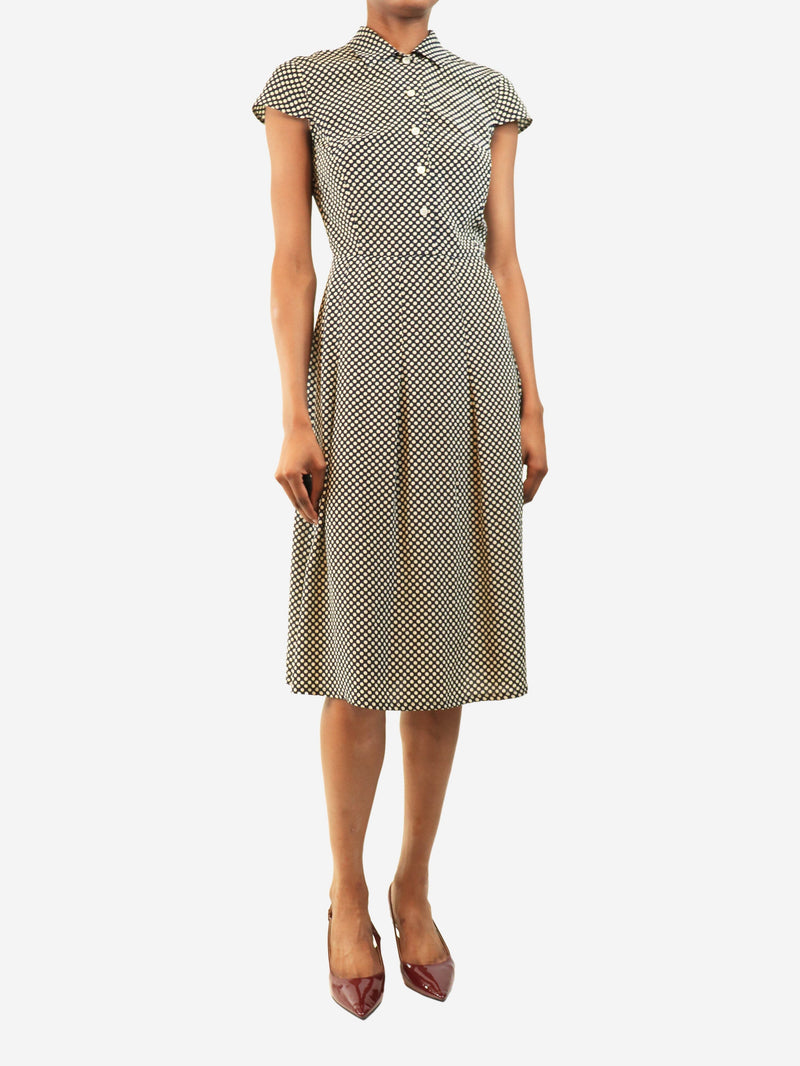 Navy polka dot midi dress - size UK 4 Dresses Prada 