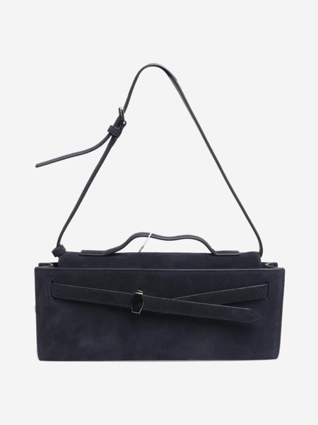 Navy suede shoulder bag alternate image
