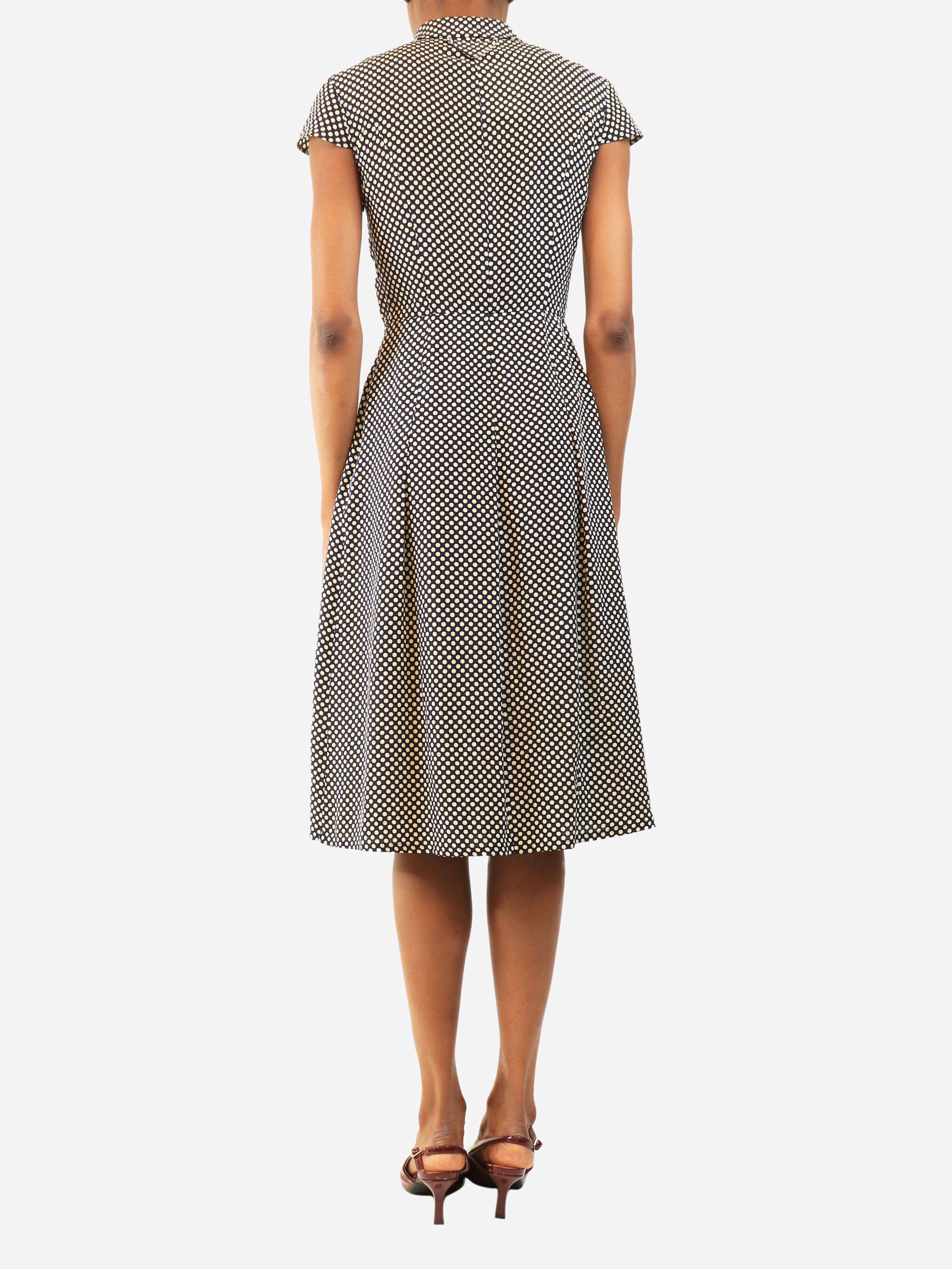Navy polka dot midi dress - size UK 4 Dresses Prada 