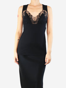 La Perla Black lace-trim cami top - size UK 10