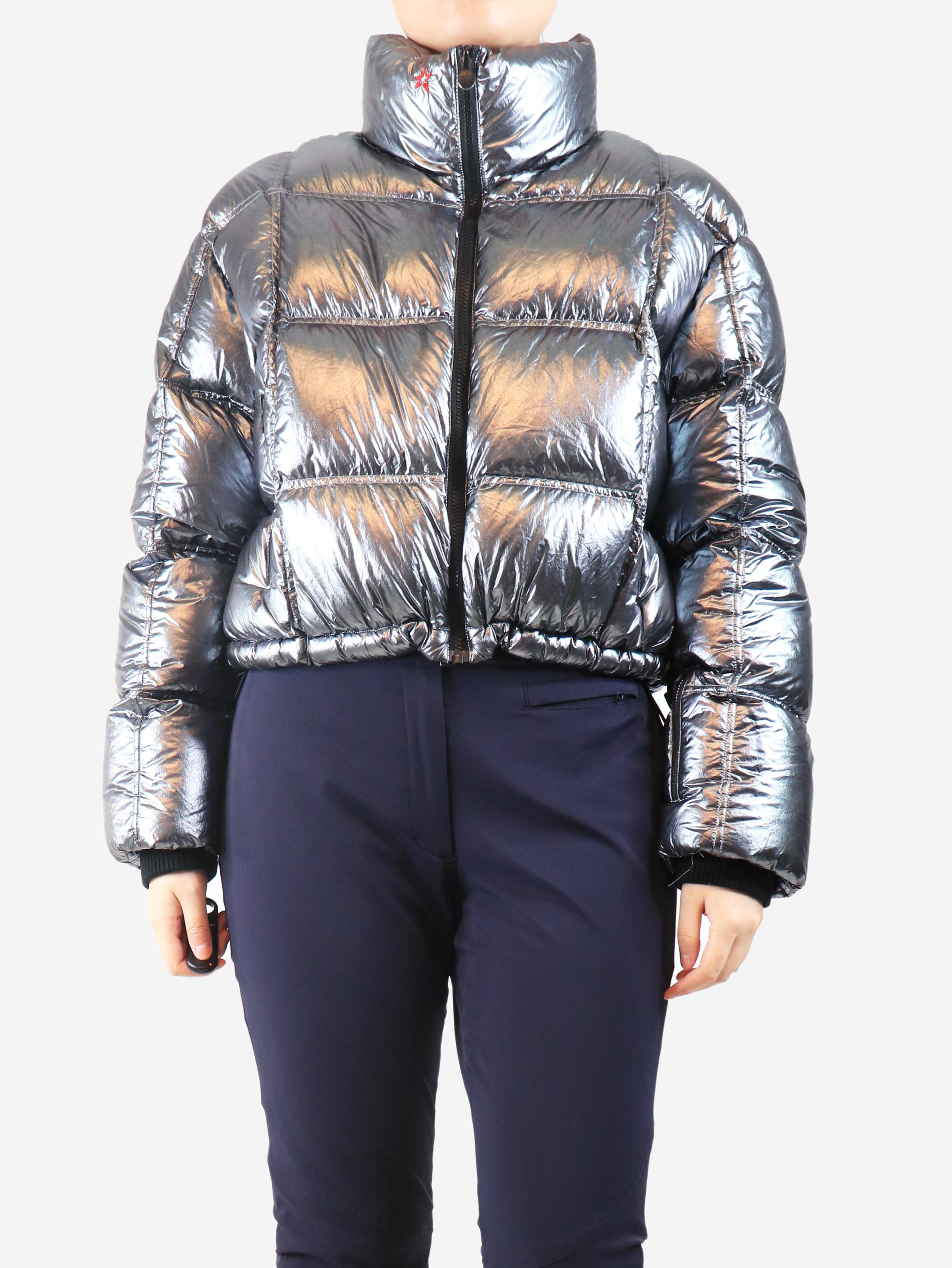 Silver metallic Nevada down jacket - size L Skiwear Perfect Moment 