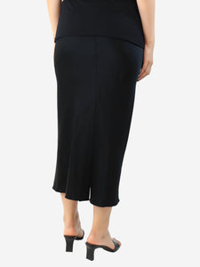 Dries Van Noten Black satin midi skirt - size UK 8