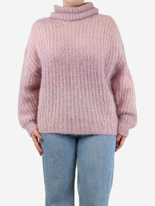 Ba&sh Pink mohair-blend roll neck jumper - size M