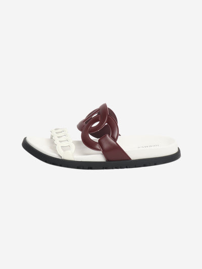 Burgundy and white Extra sandals - size EU 43 Flat Sandals Hermes 
