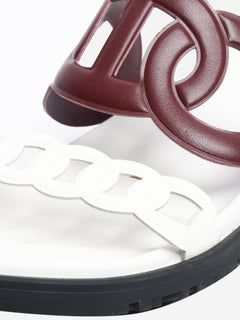 Burgundy and white Extra sandals - size EU 43 Flat Sandals Hermes 