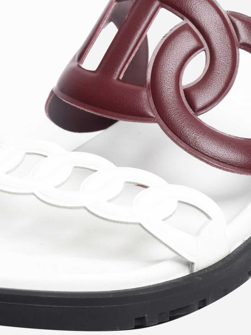 Burgundy and white Extra sandals - size EU 43 Flat Sandals Hermes 