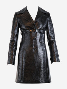 Courreges Black vinyl coat - size UK 8