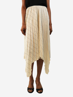 Cream pleated midi skirt - size UK 8 Skirts Celine 