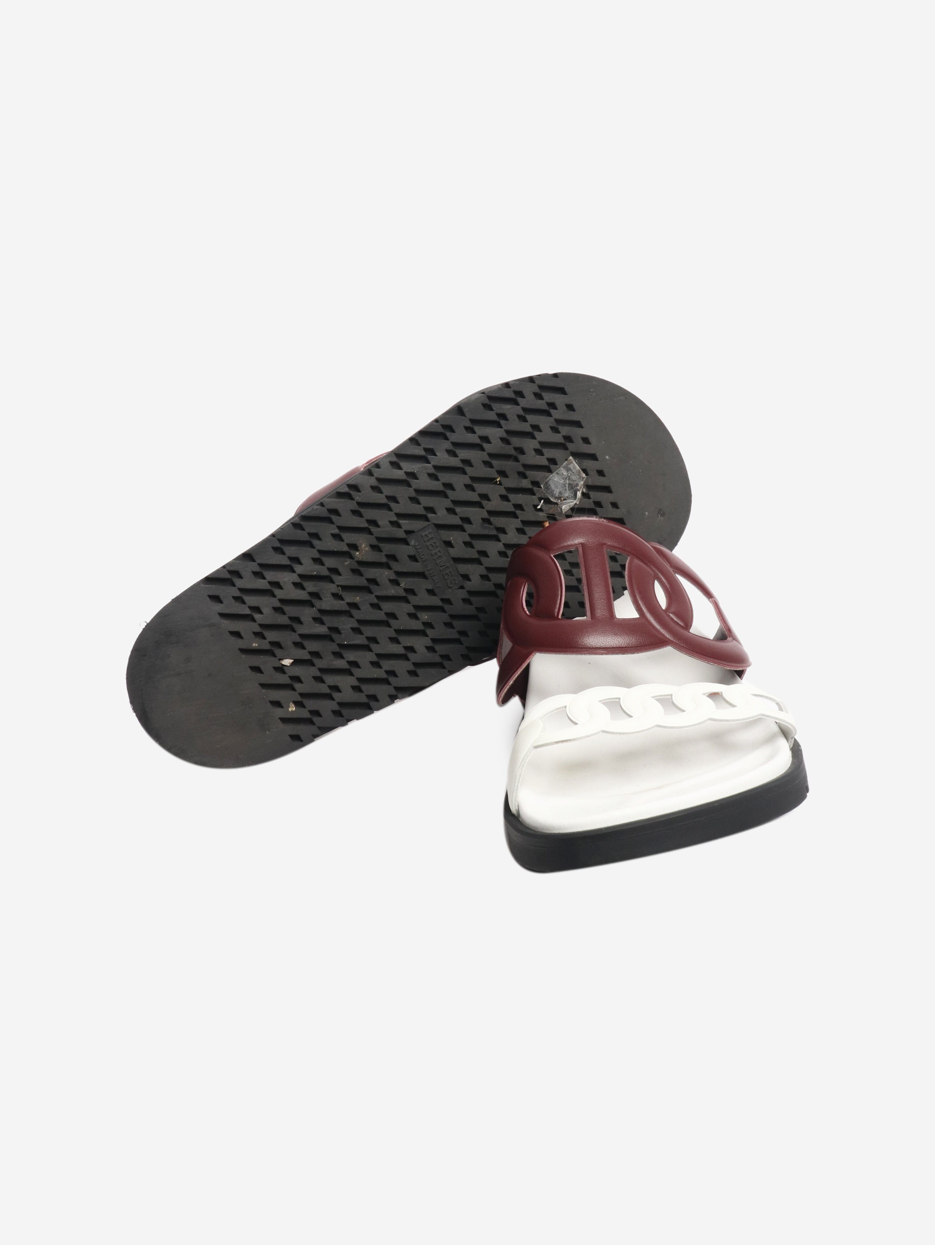 Burgundy and white Extra sandals - size EU 43 Flat Sandals Hermes 