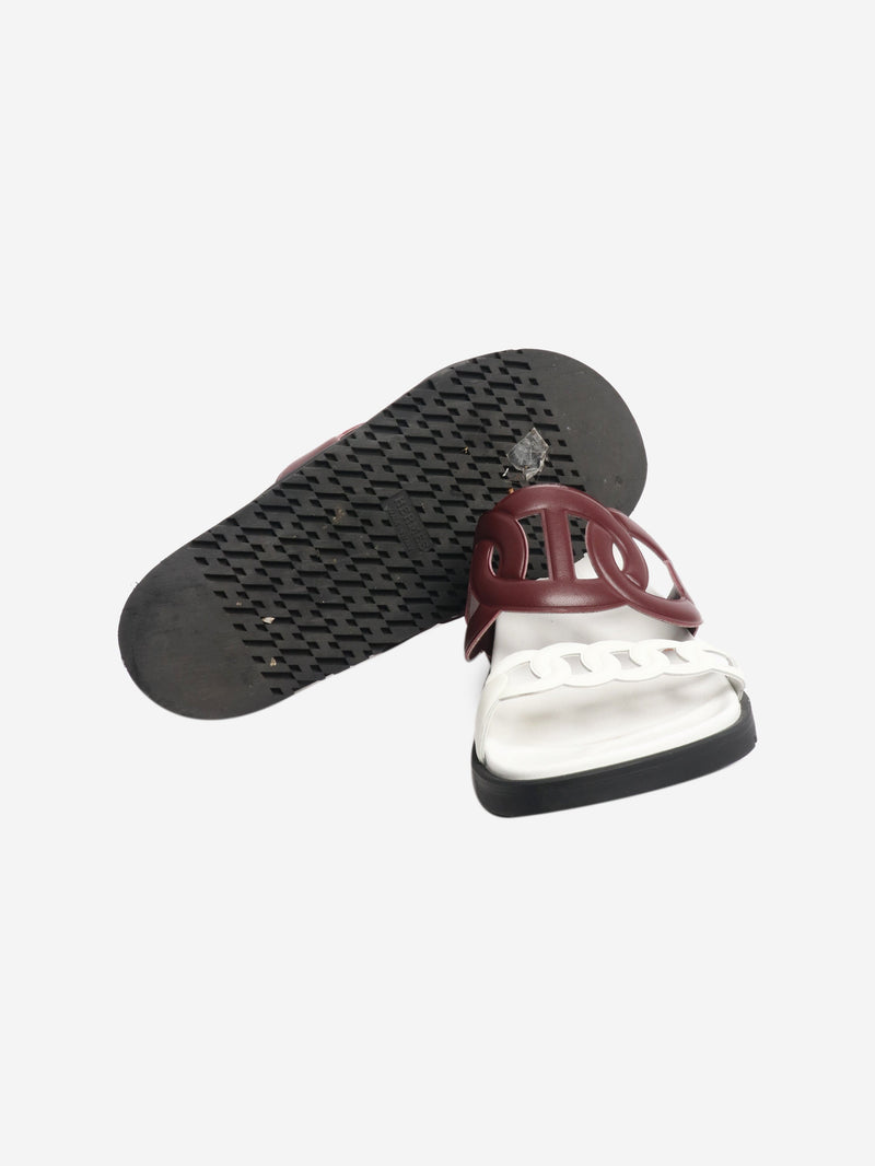 Burgundy and white Extra sandals - size EU 43 Flat Sandals Hermes 