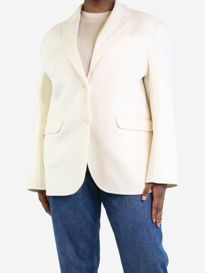 Cream padded-shoulder wool blazer - size L Coats & Jackets Anine Bing 