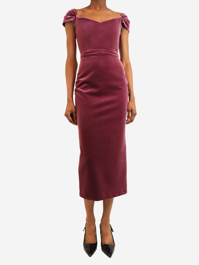 Purple velvet midi dress - size UK 6 Dresses Alex Perry 