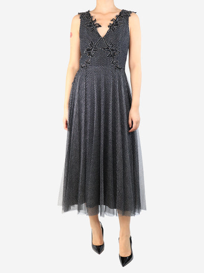 Black sleeveless tulle sequin-embellished midi dress - size UK 10 Dresses Christopher Kane 