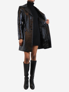 Courreges Black vinyl coat - size UK 8