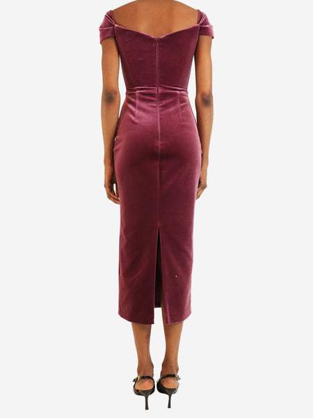 Purple velvet midi dress - size UK 6 alternate image