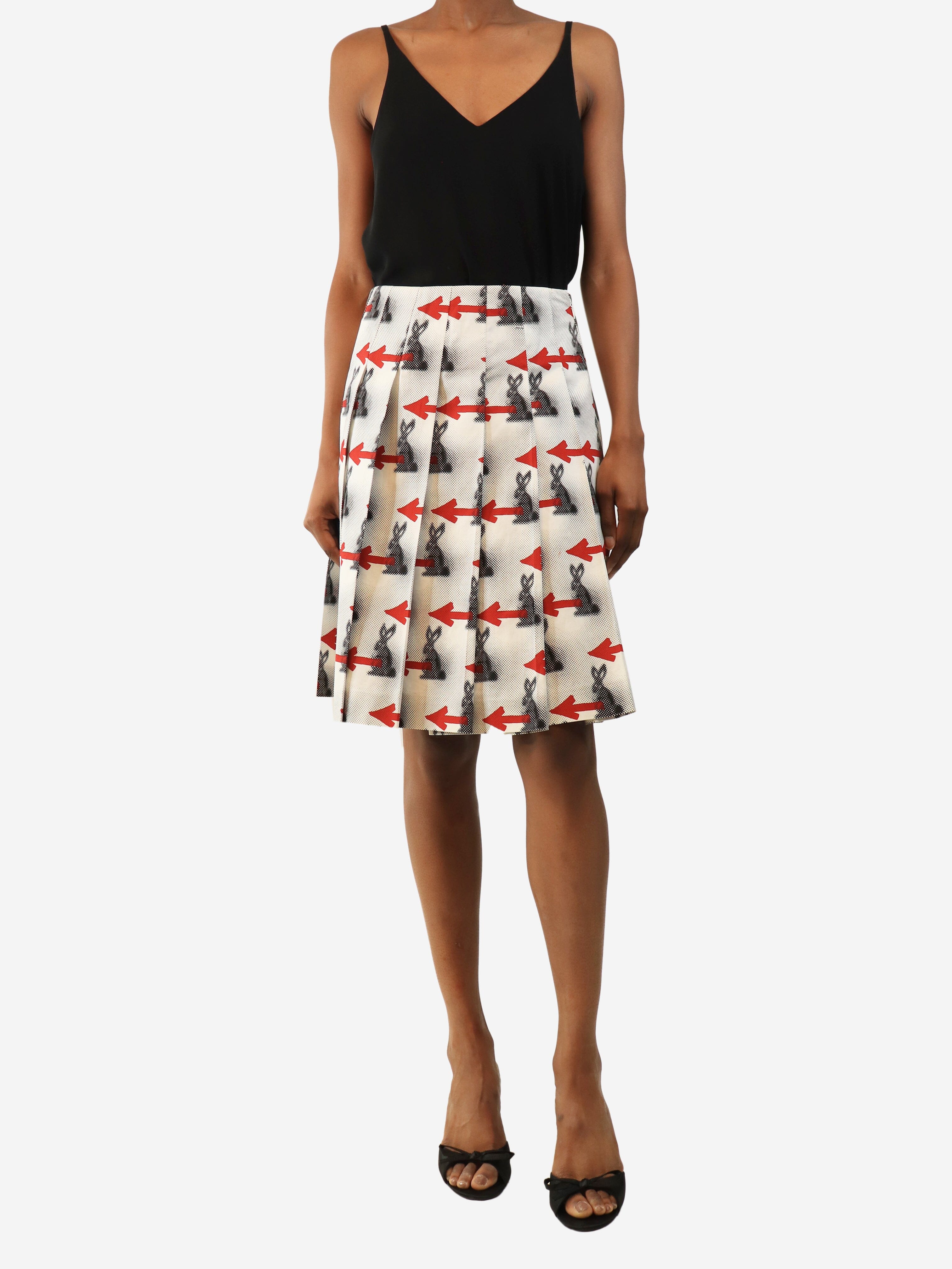 White bunny printed midi skirt - size UK 6 Skirts Prada 