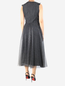 Christopher Kane Black sleeveless tulle sequin-embellished midi dress - size UK 10