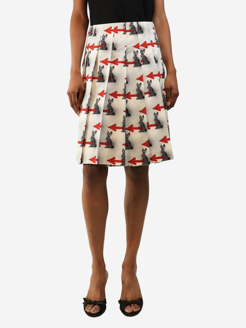 White bunny printed midi skirt - size UK 6 Skirts Prada 