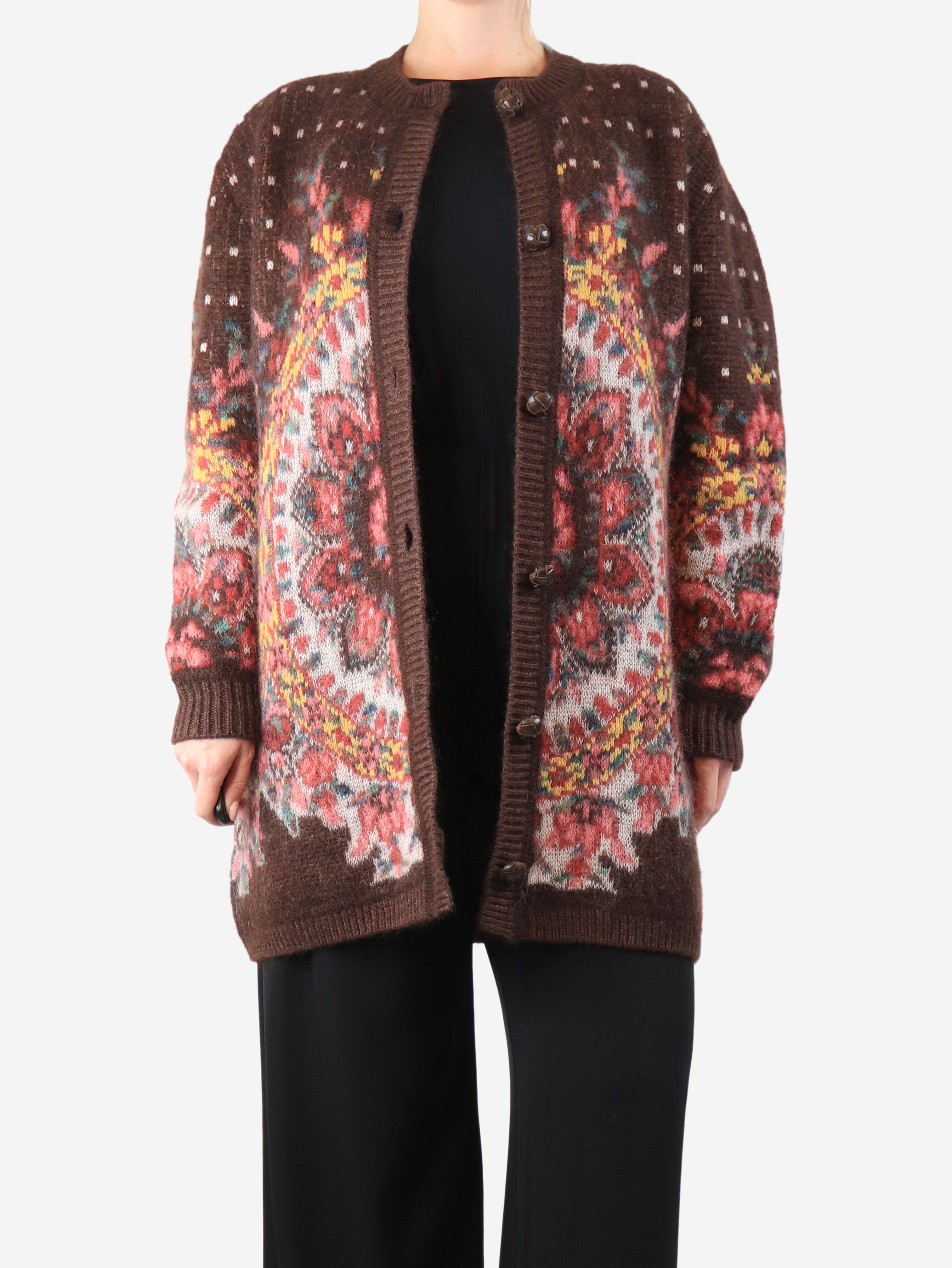 Multicolour paisley mohair cardigan - size UK 8 Knitwear Etro 