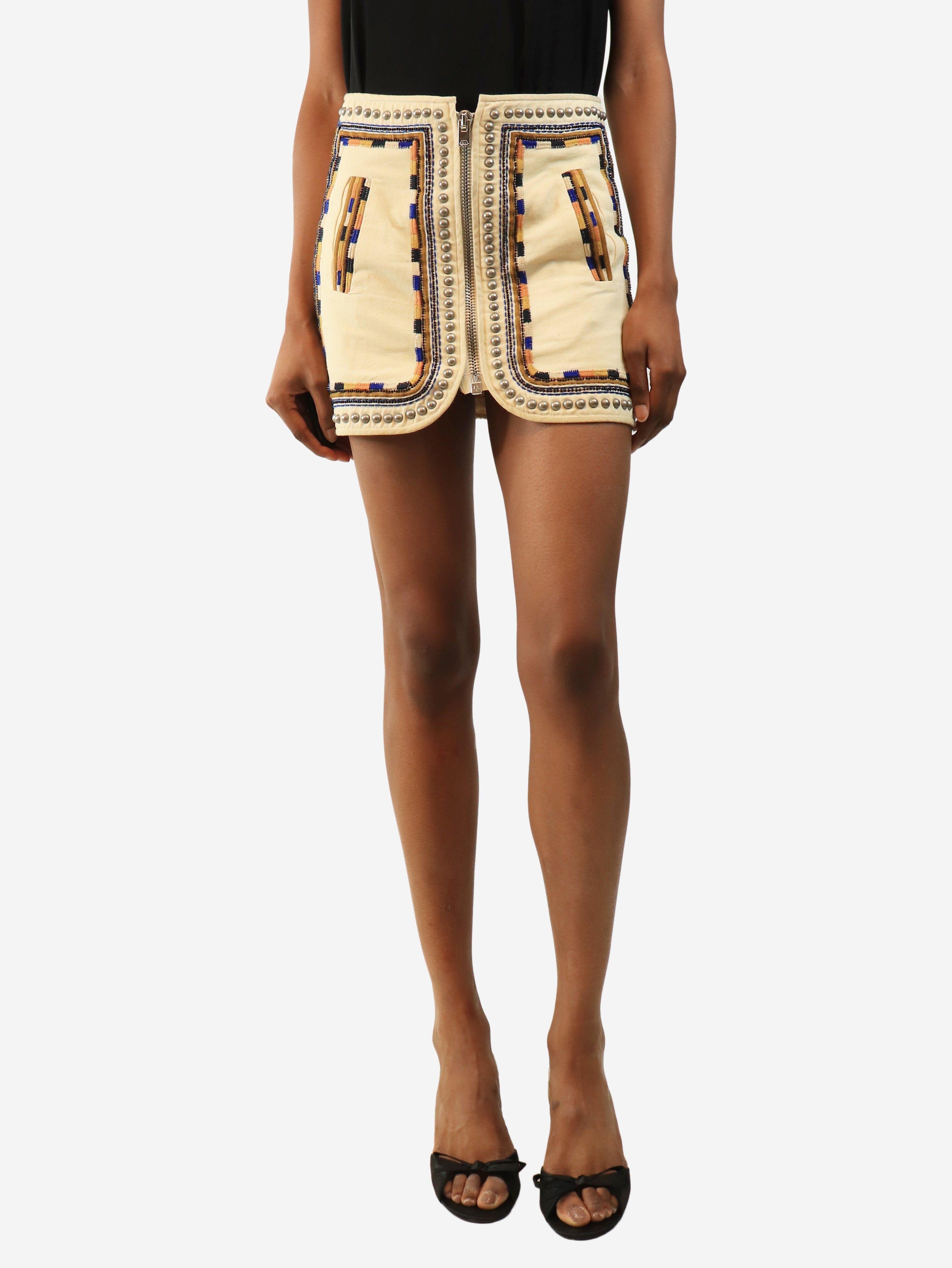 Cream studded mini skirt - size UK 6 Skirts Isabel Marant 
