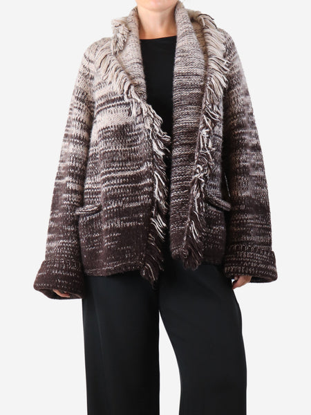 Brown fringed cardigan - size product image