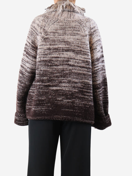 Brown fringed cardigan - size alternate image