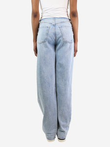 GRLFRND Blue frayed waist boyfriend jeans - size UK 6