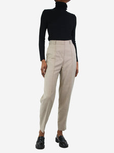 Toteme Light grey sewn pleat wool trousers - size UK 6