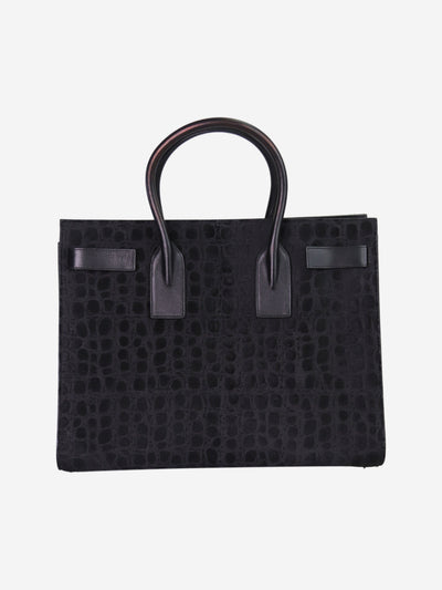 Black medium Sac de Jour pony hair and crocodile effect bag Top Handle Bags Saint Laurent 