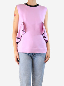 Marni Purple sleeveless ruffled crepe top - size UK 10