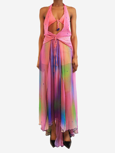 Purple embellished chiffon maxi dress - size UK 6 Dresses Siedres 