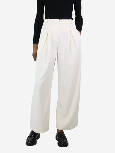 Cream pleated trousers - size UK 4 Trousers Co 