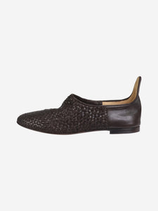 Dusan Brown woven flat slip on shoes - size EU 40