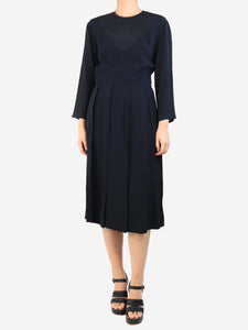 Marni Black pleated mid dress - size UK 10