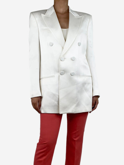 White silk crepe double-breasted blazer - size UK 12 Coats & Jackets Dundas 