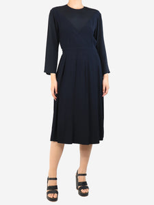 Marni Black pleated mid dress - size UK 10