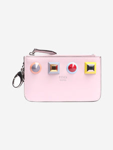 Fendi Pink studded zipped cardholder