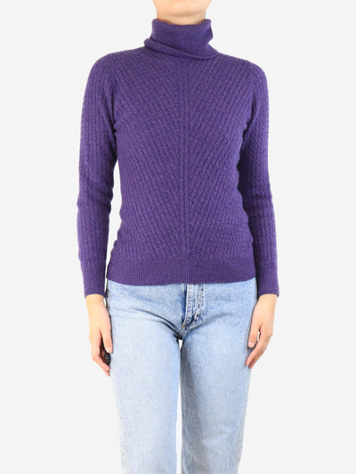 Purple cable-knit funnel-neck jumper - size UK 12 Knitwear Loro Piana 