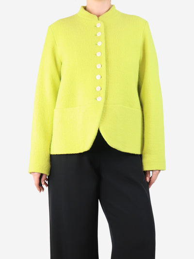 Neon yellow boiled wool jacket - size L Coats & Jackets Ecole De Curiosites 