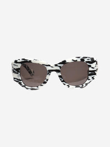 Balenciaga White and black marble patterned sunglasses