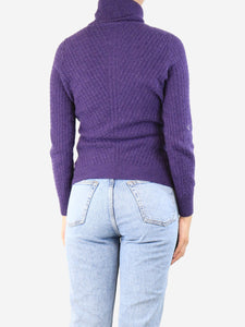 Loro Piana Purple cable-knit funnel-neck jumper - size UK 12