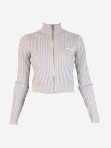 Miu Miu Neutral wool knit ribbed cardigan - size UK 4