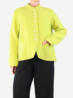 Neon yellow boiled wool jacket - size L Coats & Jackets Ecole De Curiosites 