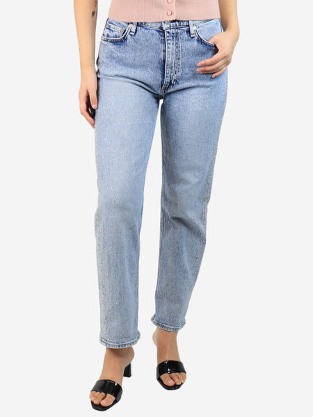 Blue rhinestone embellished jeans - size UK 10 product image