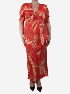 Rixo Red Zadie jacquard midi dress - size L