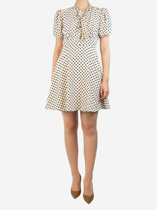 Miu Miu Cream silk polka dot mini dress - size UK 8