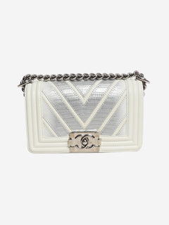 White 2016 small chevron lizard Boy bag
