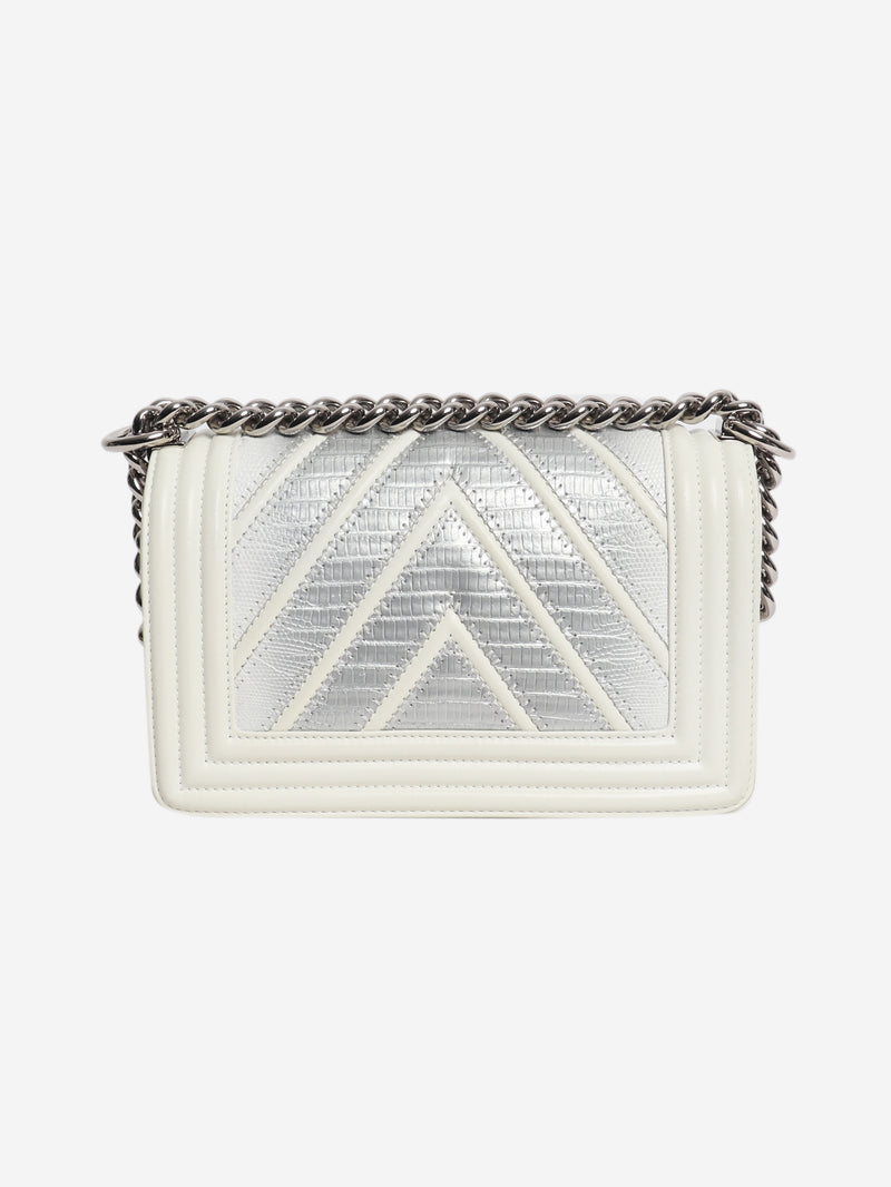 White 2016 small chevron lizard Boy bag