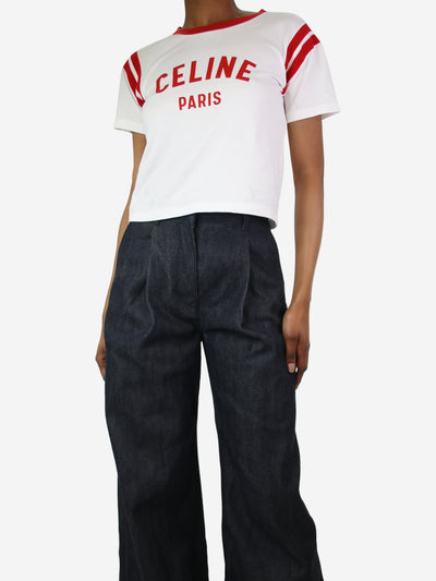 White cropped logo print t-shirt - size XS Tops Celine 